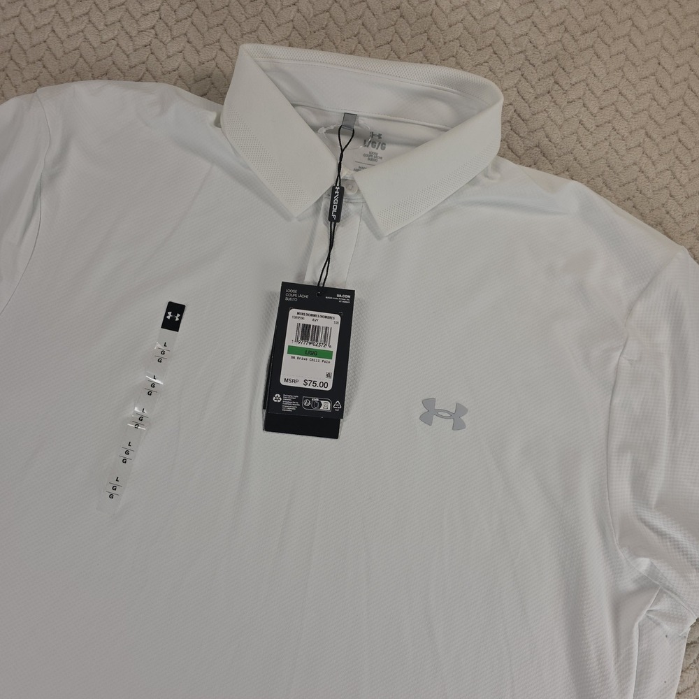 NEW Men's Under Armour Iso Chill Polo Shirt White Size Large MSRP $75